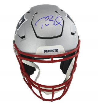Tom Brady Signed England Patriots Authentic Grey Speed Flex Helmet