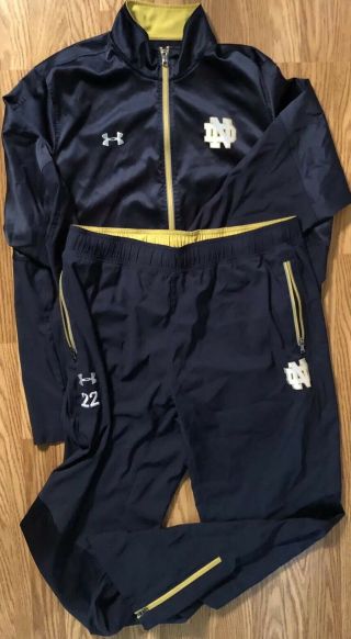 Notre Dame Football Team Issued Under Armour Jacket Pants Set Xl 22