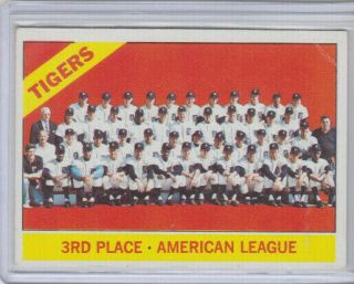 1966 Topps 583 Detroit Tigers Team Card W/ Al Kaline Tough Sp Vgex