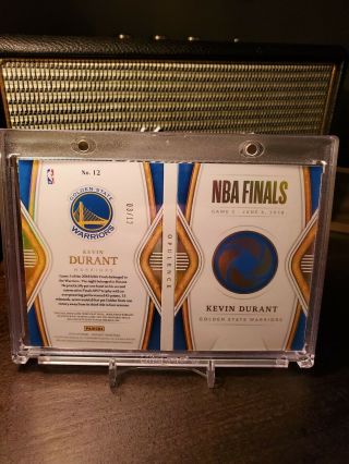 2018 - 19 Panini Opulence NBA Finals Booklet Kevin Durant 3/12 Warriors Game 3 2