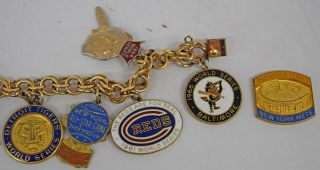 (10) 1960s Baseball World Series All Star Media Press Pin Charm Balfour Bracelet 3