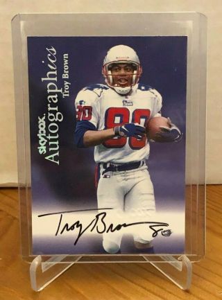 Troy Brown Auto 1999 Fleer Skybox Autographics England Patriots Bowl