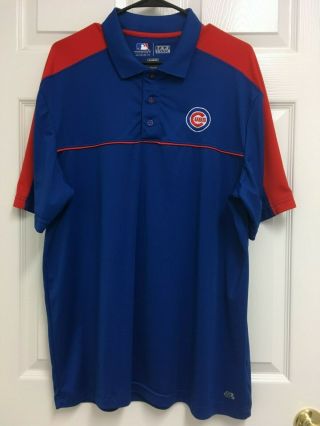Chicago Cubs Team Logo Men Blue Red Tx3 Cool Short Sleeve Golf Polo Shirt L Mlb