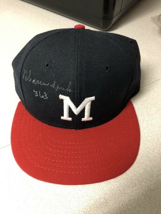 Warren Spahn Autograph Signed Milwaukee Braves Hat 363 Wins Size 7 1/8