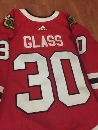 2017 - 18 Jeff Glass Game Worn Jersey Chicago Blackhawks Goalie Size 58 Team 8