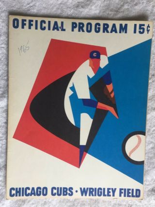 1965 Chicago Cubs Scorecard Baseball Reds Ernie Banks Pete Rose Hit Program