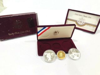 U.  S $1 Silver & $10 Gold Coins1984 Olympics Los Angeles w/ Case Proof 2