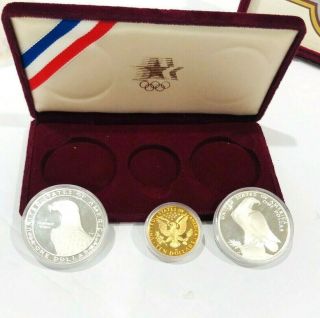 U.  S $1 Silver & $10 Gold Coins1984 Olympics Los Angeles w/ Case Proof 3