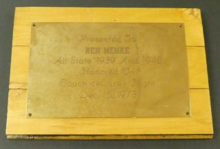 1973 Ken Menke Illinois Whiz Kids Basketball Pistons Award 7x10