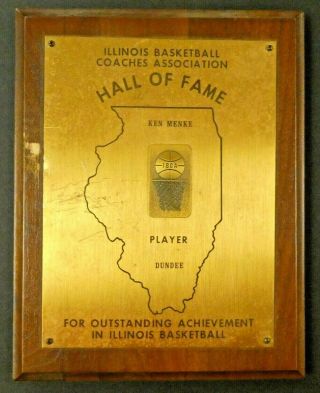 Ken Menke Illinois Whiz Kids Basketball Pistons Award 7x9