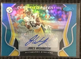 2019 James Washington Certified Potential Teal Auto 27/50 Steelers