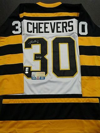 Gerry Cheevers Boston Bruins Autographed Signed White Style Jersey Xl Fta,  -
