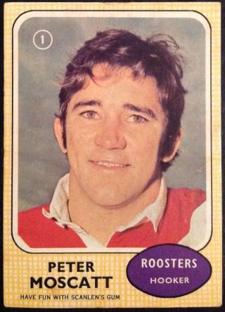 Scanlens 1970 Rugby League Card 1 P.  Moscatt Near Roosters Nrl Card