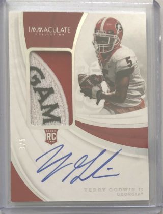 2019 Immaculate Collegiate Terry Godwin Ii Rookie Bowl Patch Auto Rpa Ssp 3/5