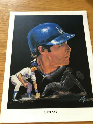 Steve Sax Los Angeles Dodgers Union 76 Print From Artist Nicholas Volpe 1982