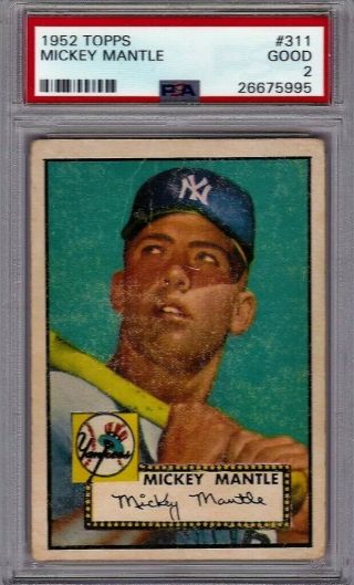 1952 Topps 311 Mickey Mantle Rookie Cardpsa 2 Good.  Real Deal Not Reprint