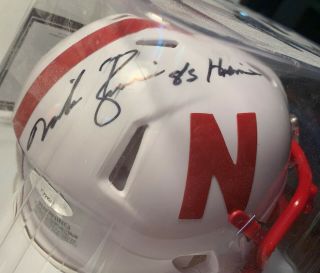 Mike Rozier Nebraska 83 Heisman Autographed Mini Helmet Fanatics Authentic