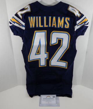 2016 San Diego Chargers Trevor Williams 42 Game Issued Navy Jersey