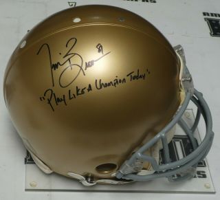 Tim Brown Signed Notre Dame F/s Proline Helmet Psa/dna Raiders Hof Autograph