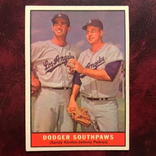 1961 Topps Set Sandy Koufax Podres Dodgers Southpaws 207 - Ex -