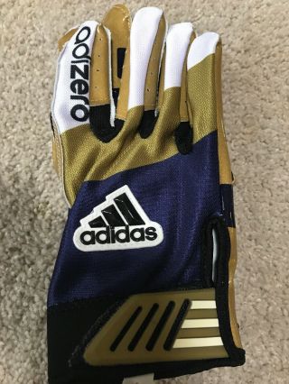 2012 TEAM ISSUED NOTRE DAME FOOTBALL ADIDAS LOGO ND GLOVES LARGE 5