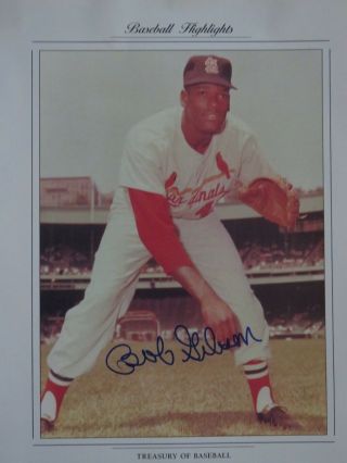 Hofer Bob Gibson Signed St Louis Cardinals 1967 World Series Champs Mg Photo