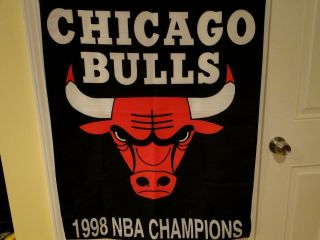 Vintage Nba Chicago Bulls 1998 Nba Champions Wall Hanging Banner Flag Pennant