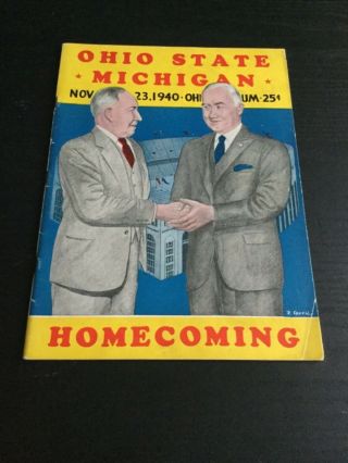 1940 Michigan - Ohio State College Football Game Program Wolverines Osu Buckeyes