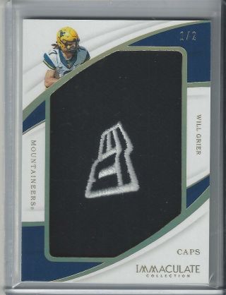 2019 Immaculate Will Grier Sick Era Logo Rookie Patch /2 West Virginia