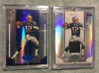 2004 Tom Brady Leaf Limited Certified Materials Blue Mirror 16/50 & Silver 4/250