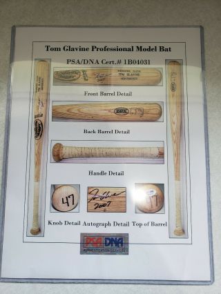 Tom Glavine Game 2007 NY Mets Louisville Slugger Bat Signed PSA HOF Braves 11
