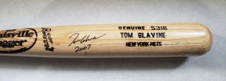 Tom Glavine Game 2007 NY Mets Louisville Slugger Bat Signed PSA HOF Braves 2