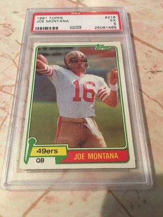 1981 Topps Football 216 Joe Montana San Francisco 49ers Rc Rookie Hof Psa 5 Ex