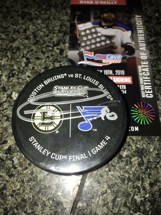 Blues Vs Bruins 2019 Stanley Cup Final Game 4 Warm Up Puck Ryan O’reilly Signed