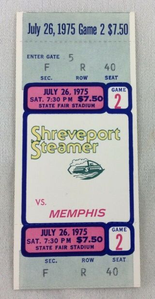 Wfl 1975 07/26 Memphis Southmen At Shreveport Steamer Football Full Ticket