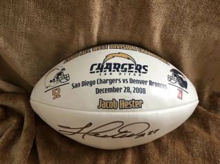 Nfl Game Ball Jacob Hester Autographed San Diego Chargers Vs Denver Broncos