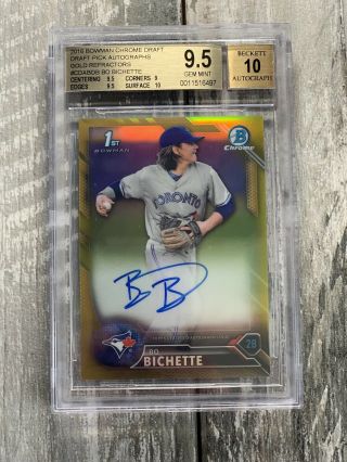 2016 Bowman Chrome Gold Refractor Auto Bo Bichette Bgs 9.  5/10 Pmjs Called Up