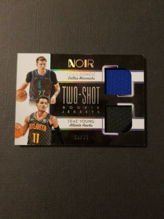 Luka Doncic Trae Young 2018 - 19 Noir Two Shot Dual Rookie Jersey 98/99 Mavs Hawks