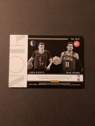 LUKA DONCIC TRAE YOUNG 2018 - 19 Noir Two Shot Dual Rookie Jersey 98/99 Mavs Hawks 2