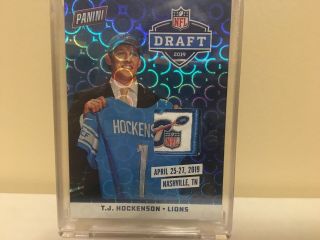 2019 Panini National Silver Patch T.  J.  Hockenson Hat Relic Nfl Logo 3/5