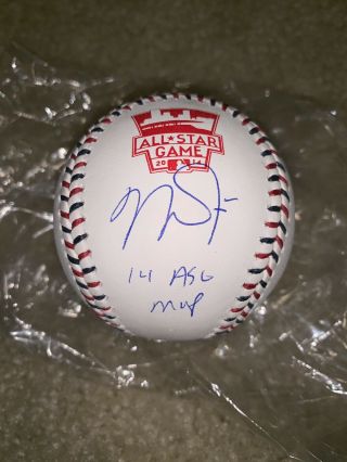 Mike Trout 2014 All Star Game Mvp Inscribed Autographed Baseball Mlb Hologram