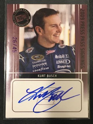2009 Press Pass Signings Kurt Busch On Card Autograph Sp ’d 26/45