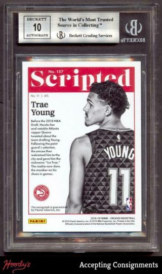 2018 - 19 Encased 157 Trae Young Scripted Autograph AUTO 75/75 BGS 9 Rookie RC 2