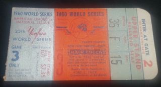 1960 York Yankees Game 3 World Series Ticket