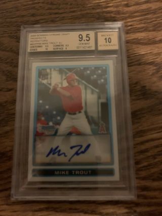 2009 Bowman Chrome Refractor Mike Trout Angels Bgs 9.  5