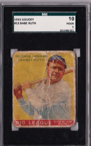 1933 Goudey Babe Ruth 53 Sgc 10 P297