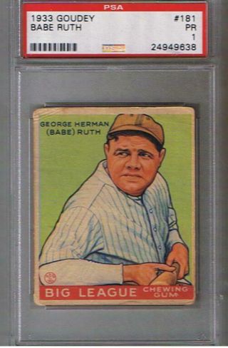 1933 Goudey Babe Ruth 181 Psa Pr 1