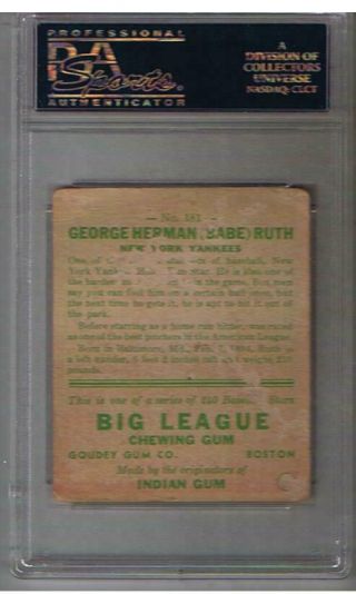 1933 Goudey Babe Ruth 181 PSA PR 1 2