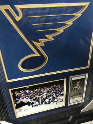 St Louis Blues 2019 Team Signed Jersey Game 7 Ticket Frame