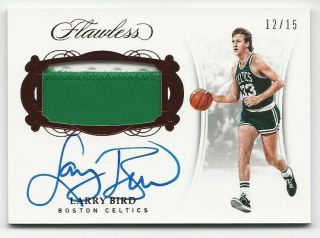 2017 - 18 Panini Flawless Larry Bird Game Worn Patch On Card Autograph 12/15